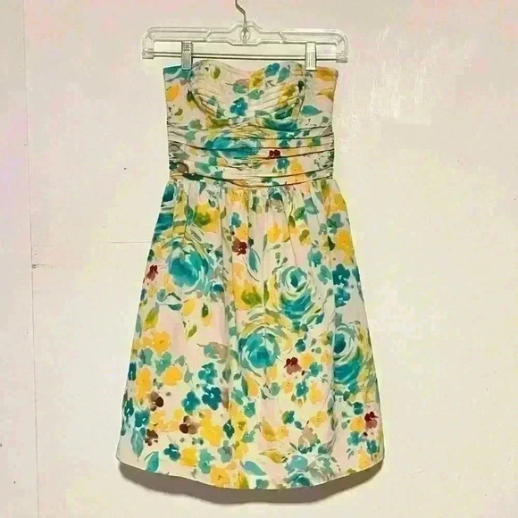 Gianni Bini Strapless Dress Floral Mini Sundress Strapless Summer Womens Size 0 - Picture 1 of 10
